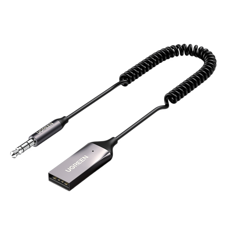 UGREEN 绿联 AUX车载蓝牙音频线5.0 USB蓝牙接收器适配器 汽车MP3音乐播放器