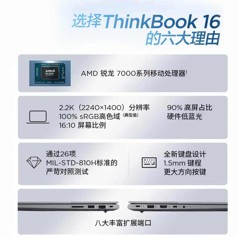 ThinkPadThinkBook 14/16 ᱡʼǱ 16Ӣ磺R7-7730U 16G 1T 1PCD