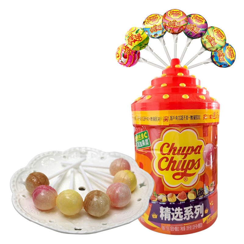 珍宝珠混合口味硬糖棒棒糖珍宝珠罐装1160g(1.08千克+赠量80克)儿童糖果