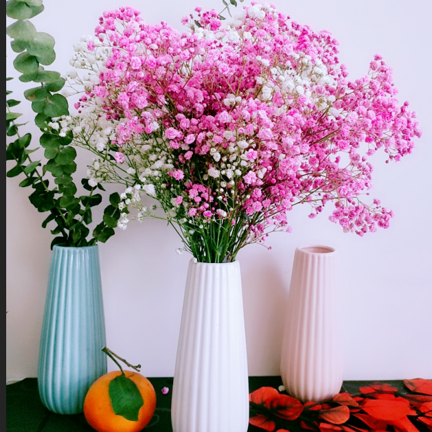 玫红加白满天星一束随机送一束 包含高档陶瓷花瓶默认白色 送一束花