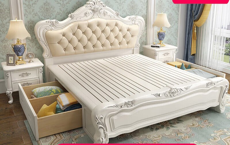 8米公主卧双人床现代婚床收纳法 加厚单床(默认主图色) 1500mm*1900mm