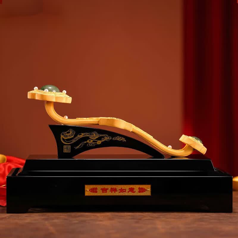 摆件工艺品乔迁开业高端新居贺寿礼品客厅装饰 绒沙金小号吉祥如意