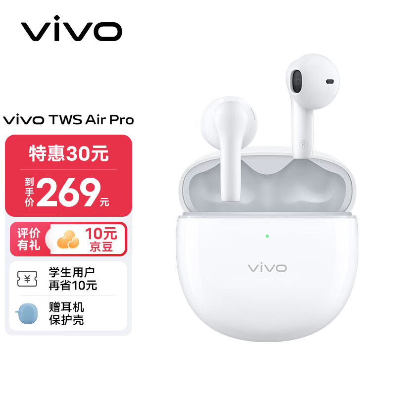 vivo TWS Air Pro 真无线蓝牙耳机 元气白  更沉浸 更好听 半入耳主动降噪 3D环绕低音 30h超长续航高性价比高么？