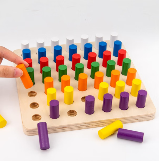 蒙氏指抓板感统可调木插板实木钉板铁棍插板手指精细作业疗法康复