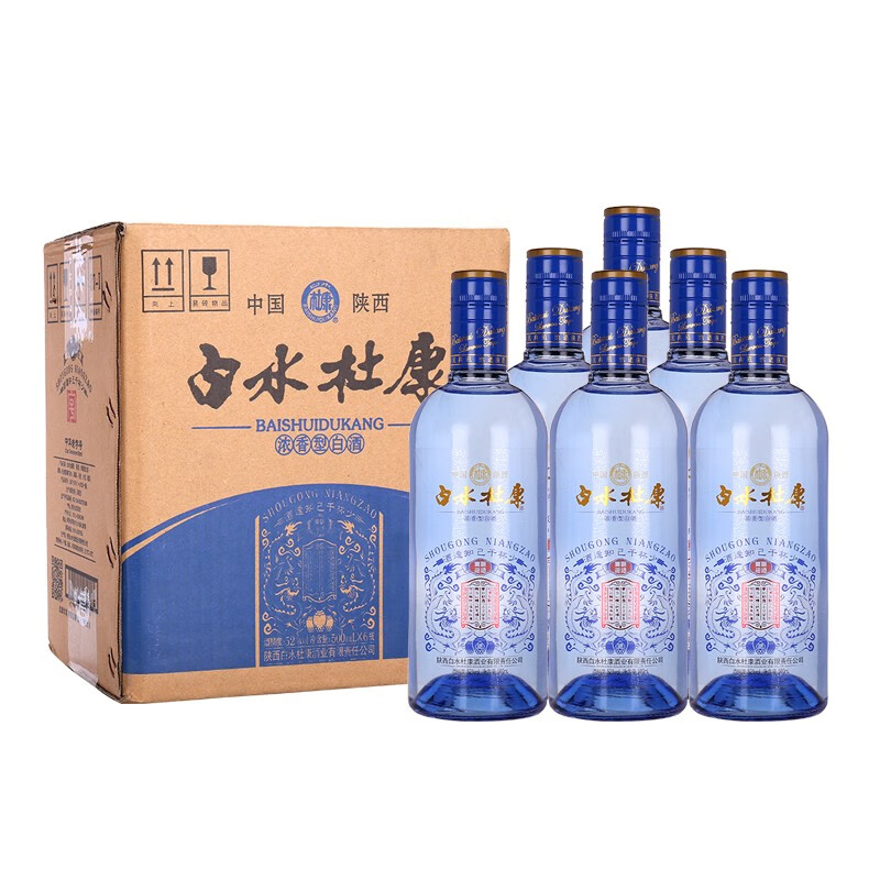 白水杜康 蓝瓶特曲500ml*6瓶整箱装52度浓香型纯粮食固态发酵白酒