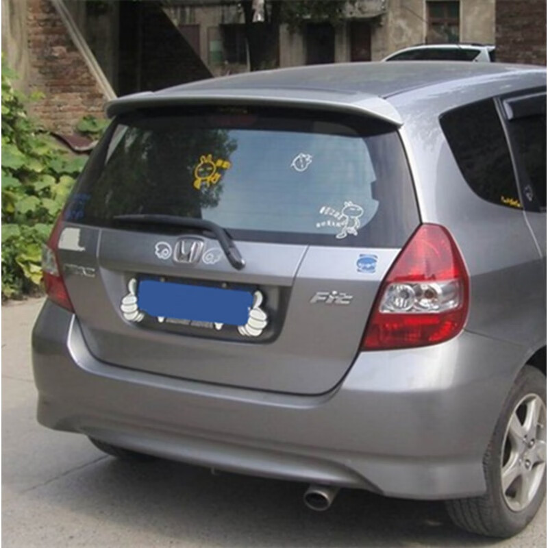 飞度尾翼0406年本田两厢旧老款后玻璃窗款改装 04-07款飞度带灯瑞丽红