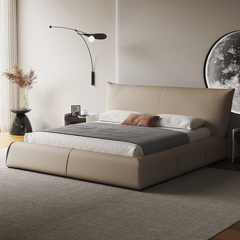 伯爵公馆(count residence) 巴黎床意式极简主卧2米真皮婚床落地双人