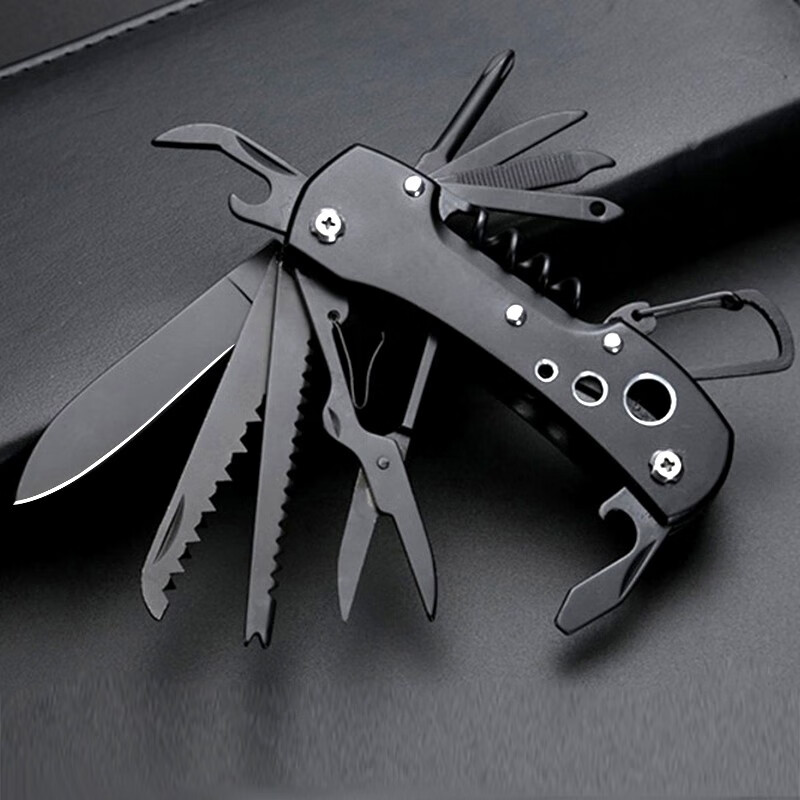 折叠小刀随身便携钓鱼刀具户外救生工具刀 多功能黑色刀