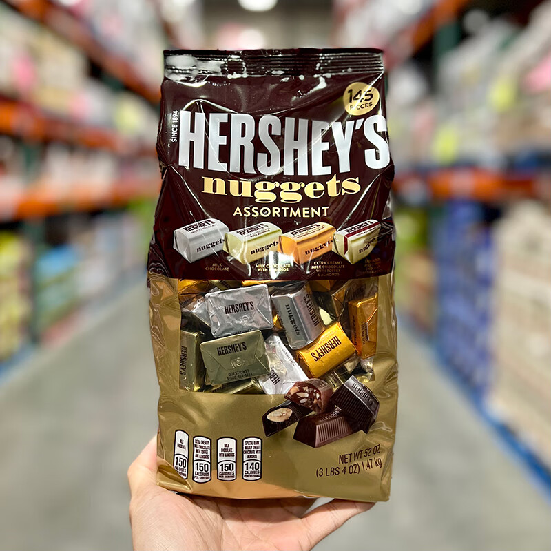 好时（HERSHEY’S）现货美国Hershey’s好时果仁黑巧克力4种口味金银砖1470G喜糖礼 【新日期】1.47KG