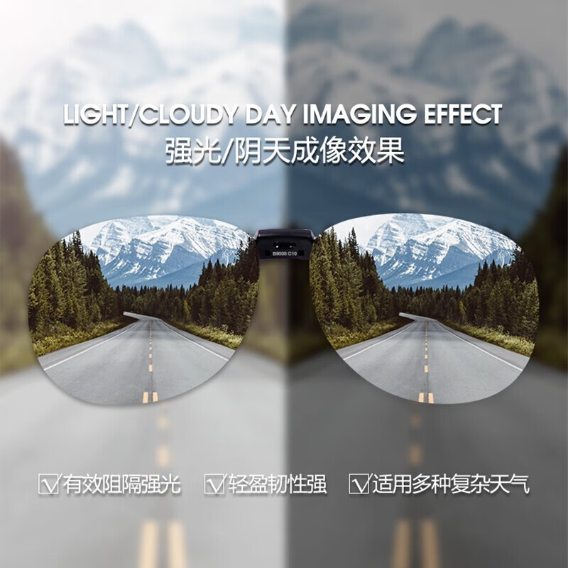 AHT墨镜夹片超轻偏光太阳镜夹片近视驾驶镜司机镜男士钓鱼开车偏光镜 B9005C10【圆框】