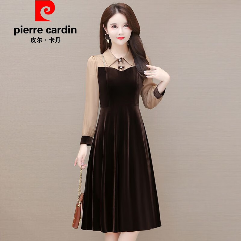 皮尔卡丹(pierre cardin)官方品牌高档女装高端真丝金丝绒100%桑蚕丝