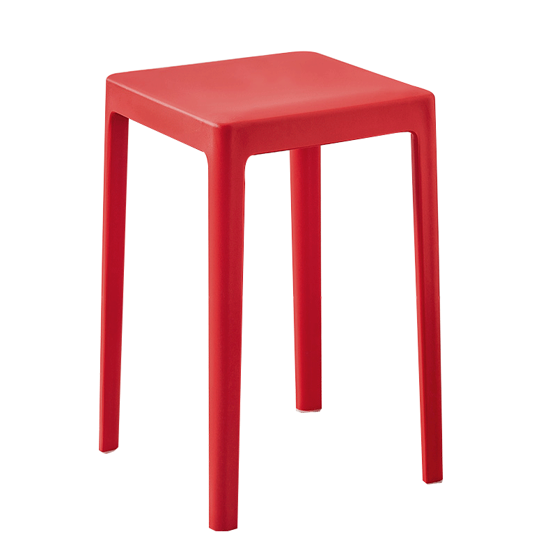 宜瑞思 塑料凳子家用加厚北欧风凳子 方凳高凳 换鞋凳浴室防滑凳 红色(加厚款)