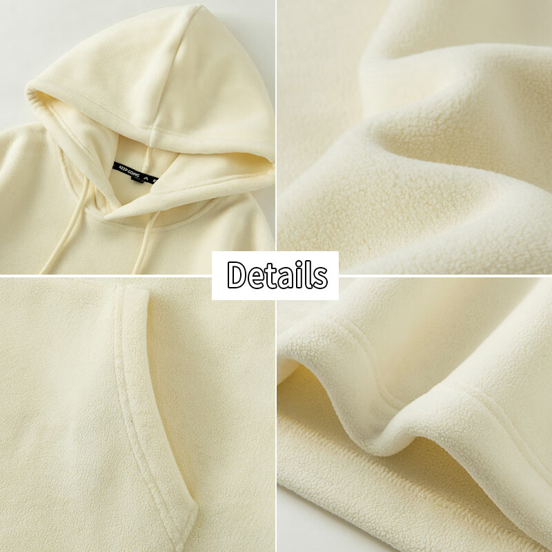 C&A连帽卫衣男双面奥粒绒2024新款美式潮牌灰色高级感慵懒风百搭卫衣 深灰 180/XL