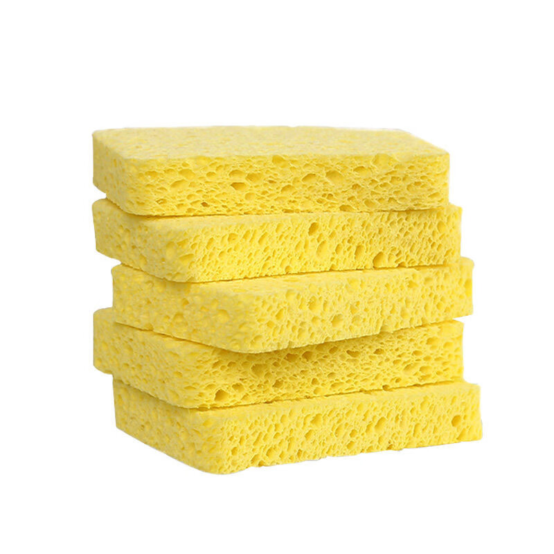 Amwell天然木浆棉抹布洗碗清洁海绵擦魔力擦刷碗刷锅厨房去污神器百洁布 加厚款【5片装】-厚度约2CM