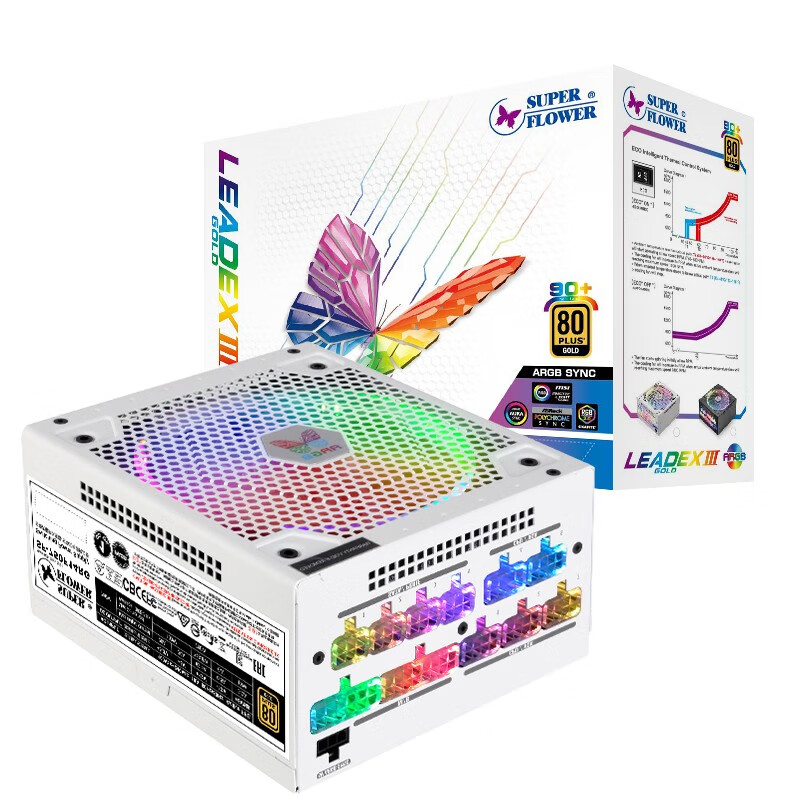 振华（SUPER FLOWER）额定750W LEADEX ARGB 750W 电脑电源（十年质保/80PLUS金牌/发光模组/16种灯色模式）