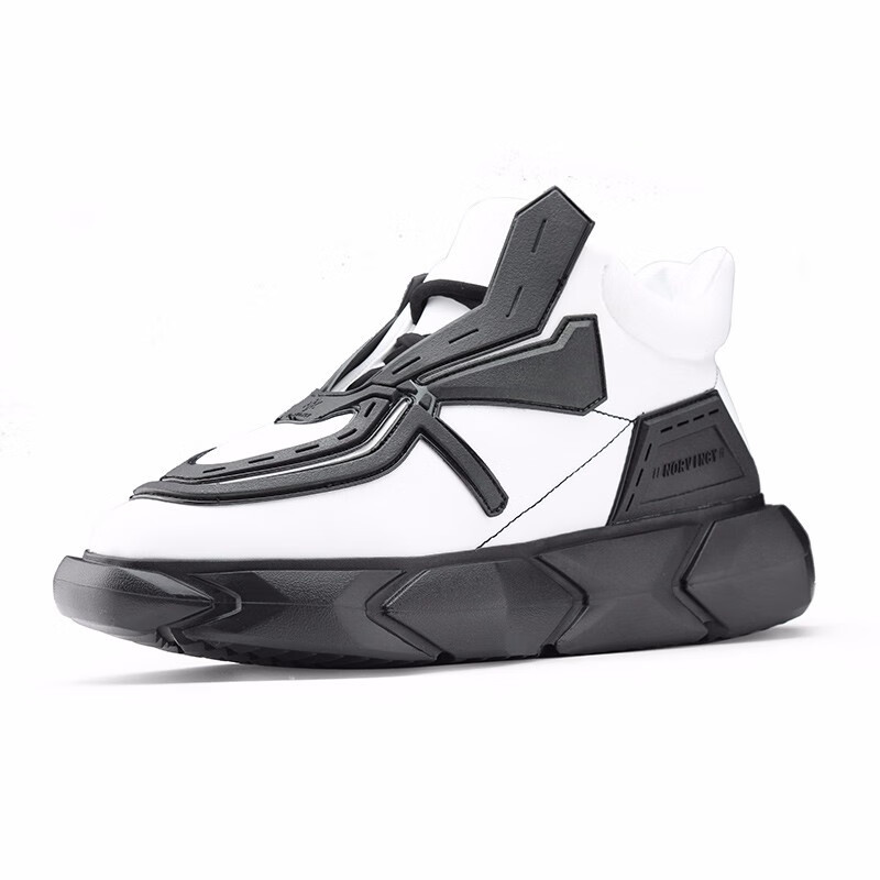 诺凡希 春秋厚底男士英伦老爹鞋增高街头时尚街拍百搭复古休闲鞋 黑白