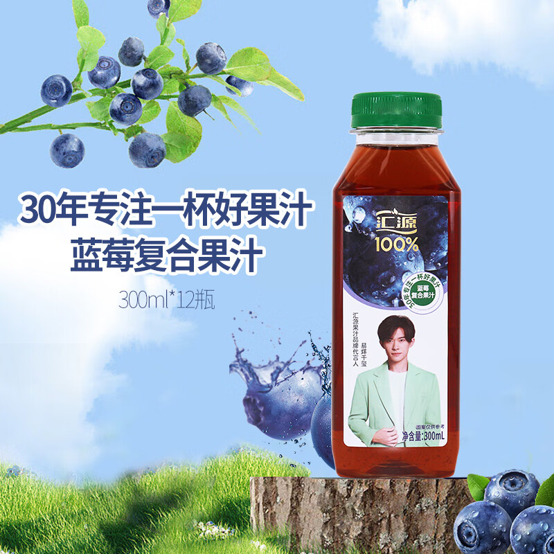 汇源果汁蓝莓复合果汁300ml*12瓶乐享小方盒蓝莓果汁饮品新口味 蓝莓