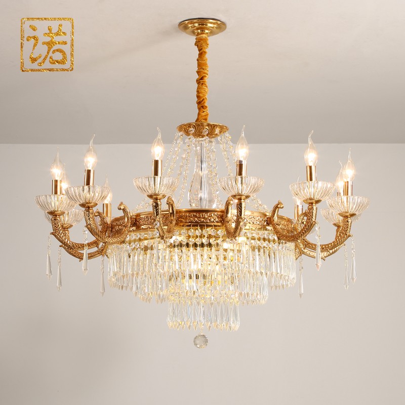 迈尔诺 欧式全铜水晶客厅灯法式吊灯餐厅门厅卧室书房奢华灯具 12头（直径950*高度680)