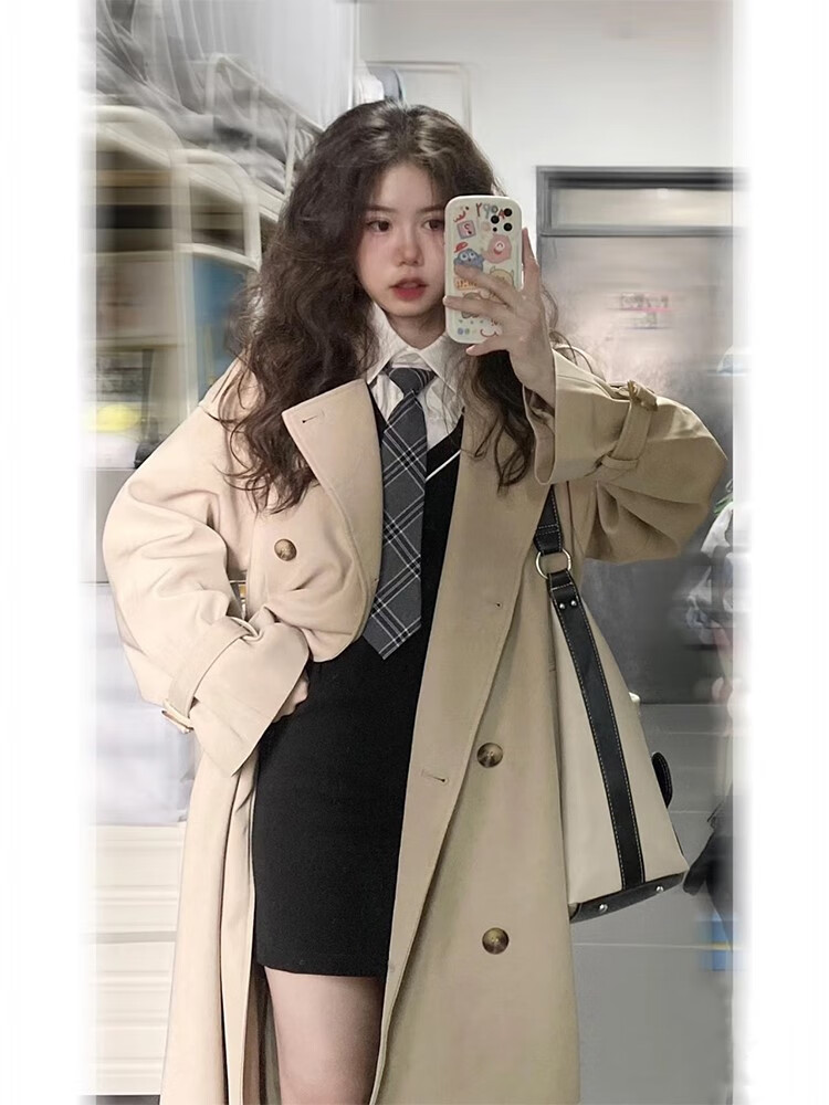 山头林村知识分子风衣 美拉德风通勤经典风衣女2023秋季新款宽松知