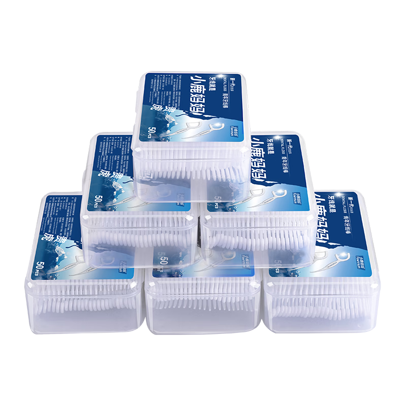 小鹿媽媽專業(yè)護(hù)齒牙線棒清潔齒縫貴虎款牙簽牙線棒50支/盒 6盒300支