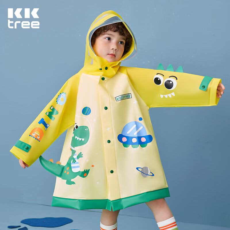 kocotree【保价618】kk树儿童雨衣带书包位宝宝男女小学生小童雨披斗篷式