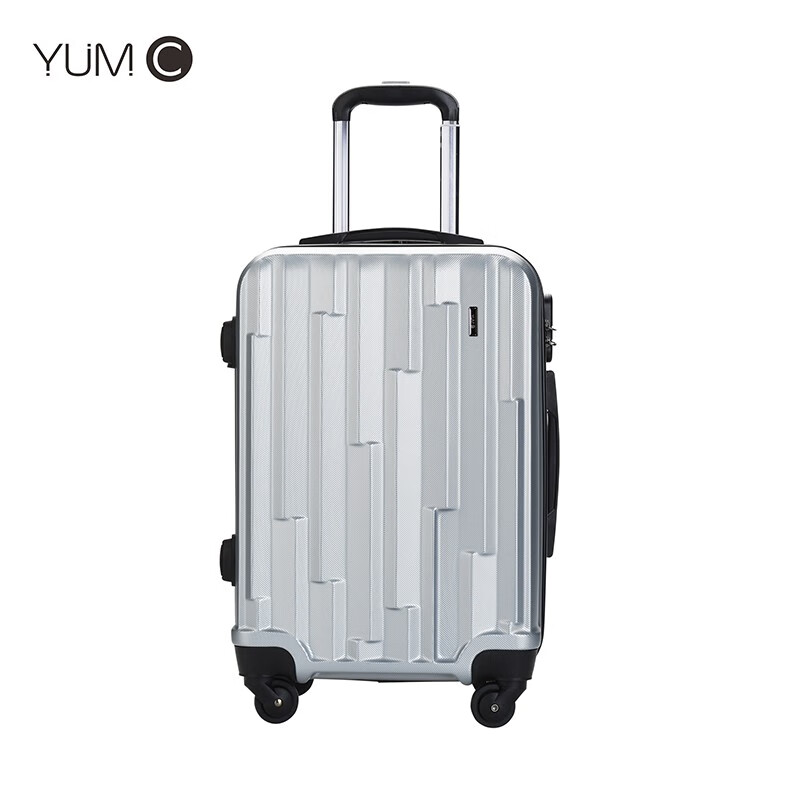 YUMC行李箱拉杆箱 男女万向轮旅行箱登机箱 20英寸A1029简约时尚 银色 20寸