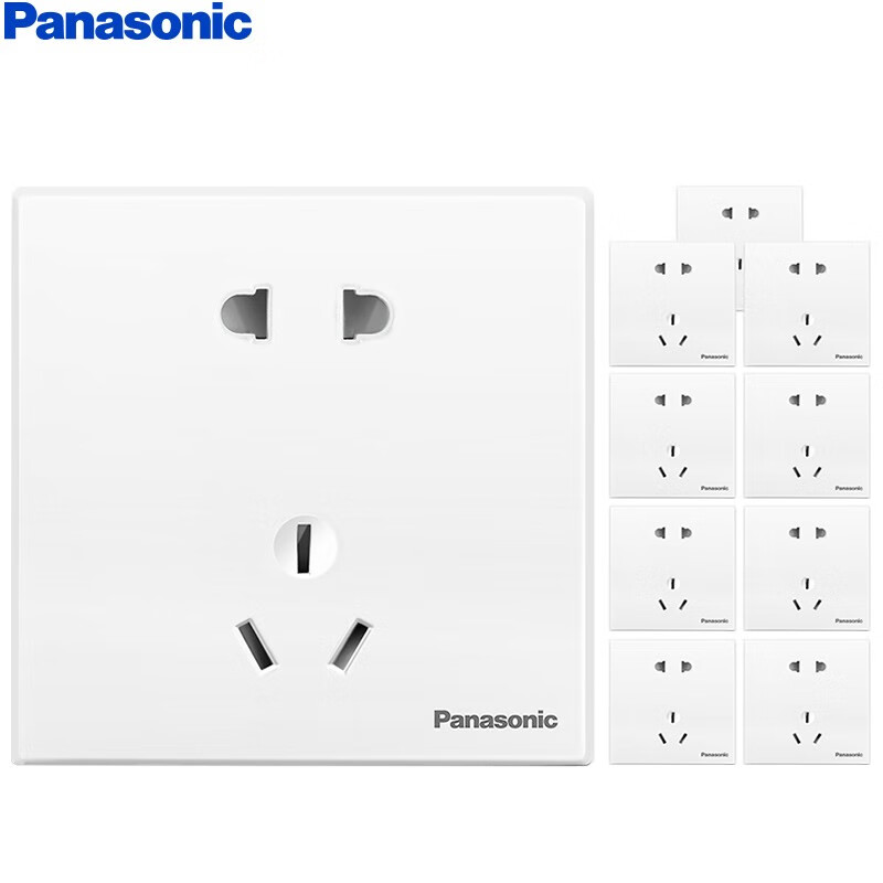松下（ Panasonic）五孔插座面板 10A5孔插座（10支套装） 悦宸白色-热销