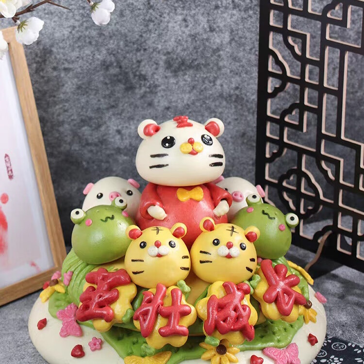 千丝老虎宝宝周岁生日馒头儿童百岁百天百日面点抓周花馍馍胶东花饽饽