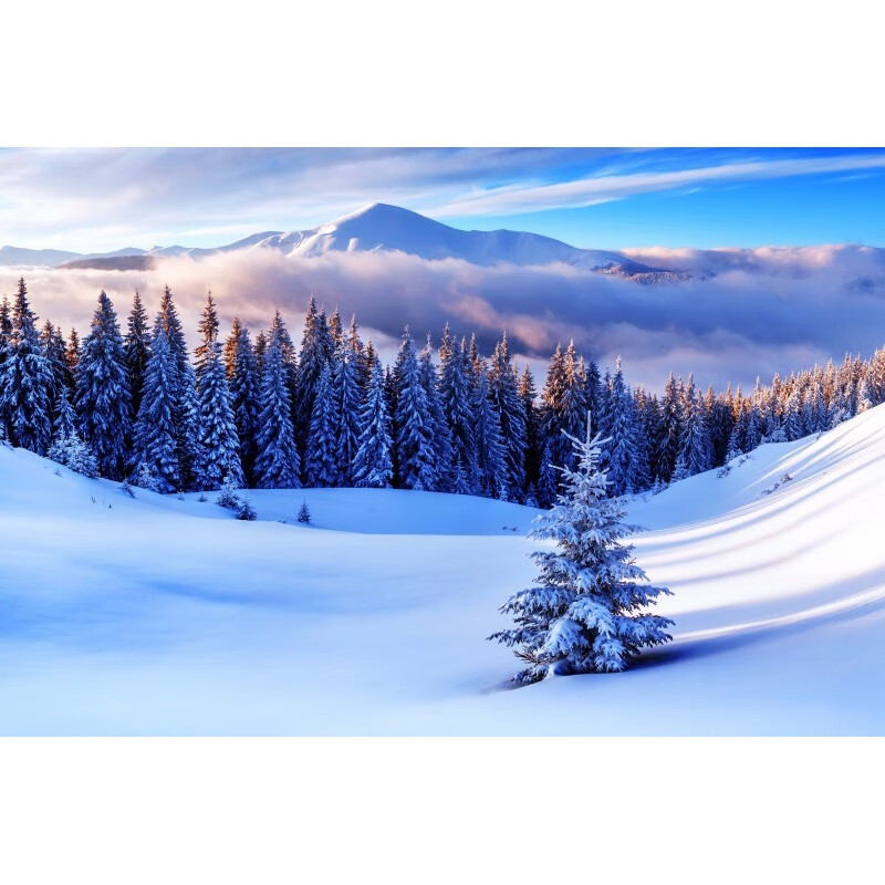 风景画海报定做  冬天雪山雪景冰山冰川客厅卧室走廊海报装饰贴画 e