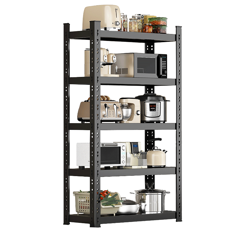 水天一方 厨房置物架落地家用锅具微波炉收纳架多层货架烤箱家居厨具储物架子 【2层碳钢加厚】长60宽40高60