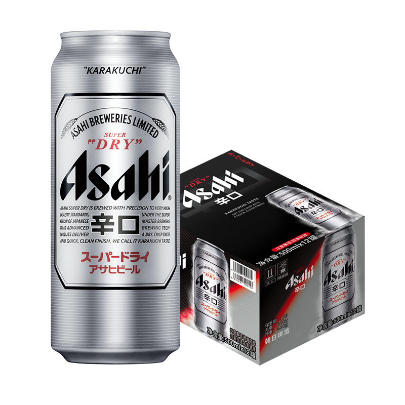 【Asahi朝日啤酒】Asahi朝日啤酒超爽啤酒500ml*12罐听装 整箱啤酒国产黄啤酒