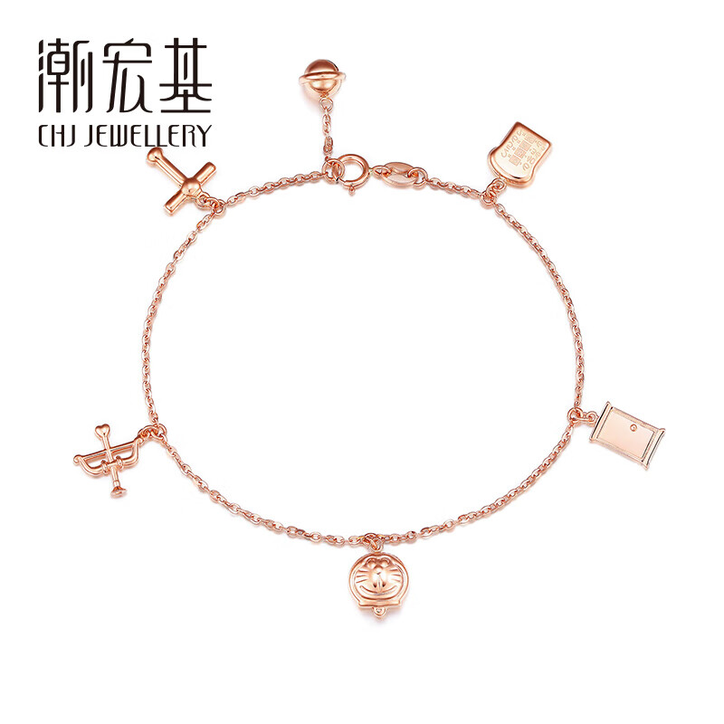 潮宏基 CHJ JEWELLERY 哆啦A梦-魔法 18K金彩金手链 SCK30000039 链约17至18cm加尾链