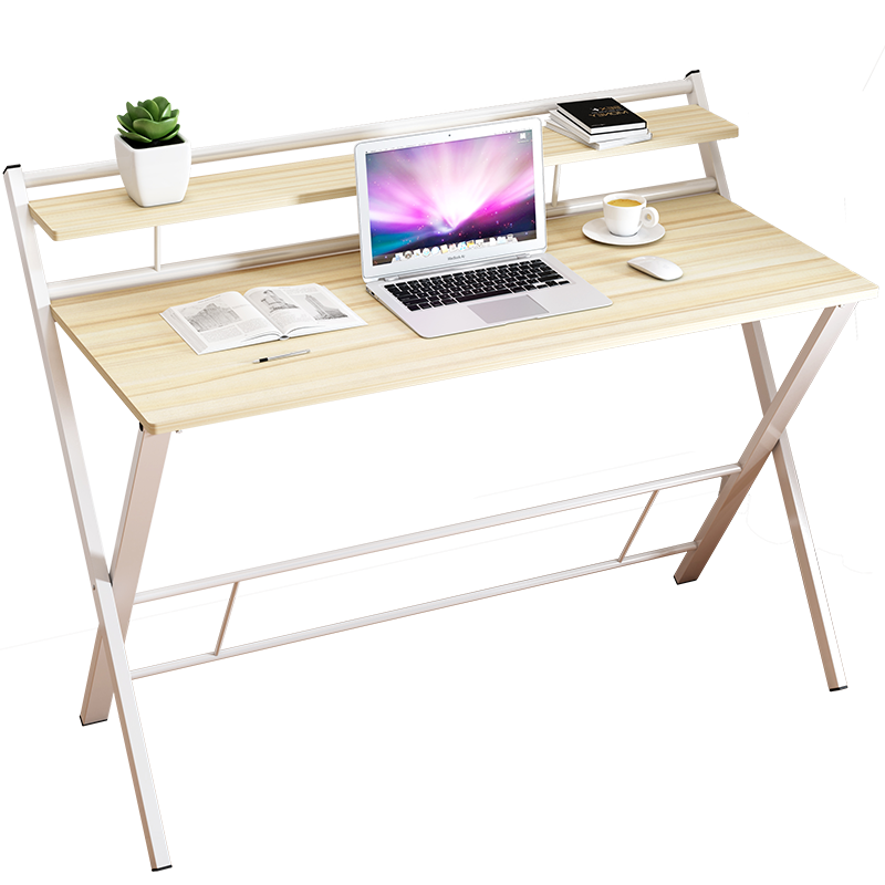 虎弟 电脑桌免安装台式折叠桌家用桌子卧室小型简约租房学生学习写字桌简易书桌 古橡木色-单层