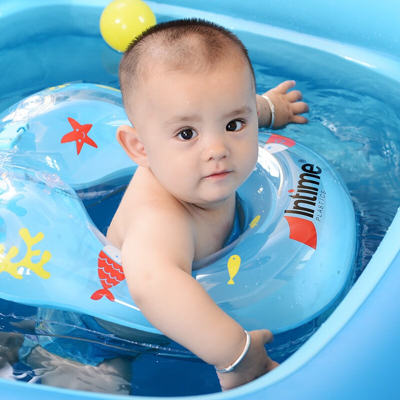 萌吉 儿童游泳泳圈 儿童游泳圈洗澡用具 婴儿游泳圈 225L腋下圈大号颜色随机(送气泵)