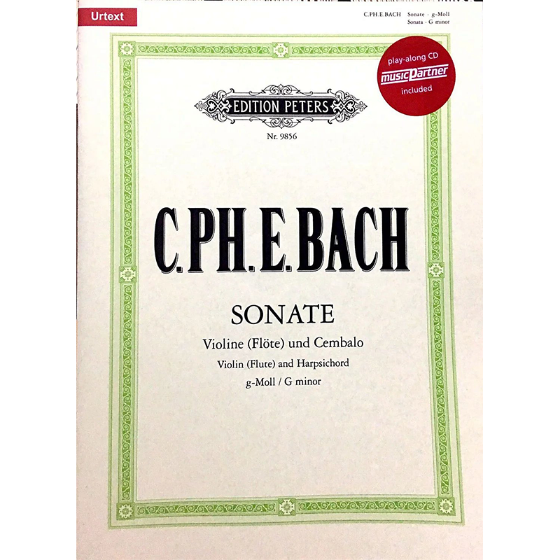 巴赫G小调奏鸣曲 小提琴或长笛和大键琴附CD 彼得斯 Sonata in G Minor Q9856