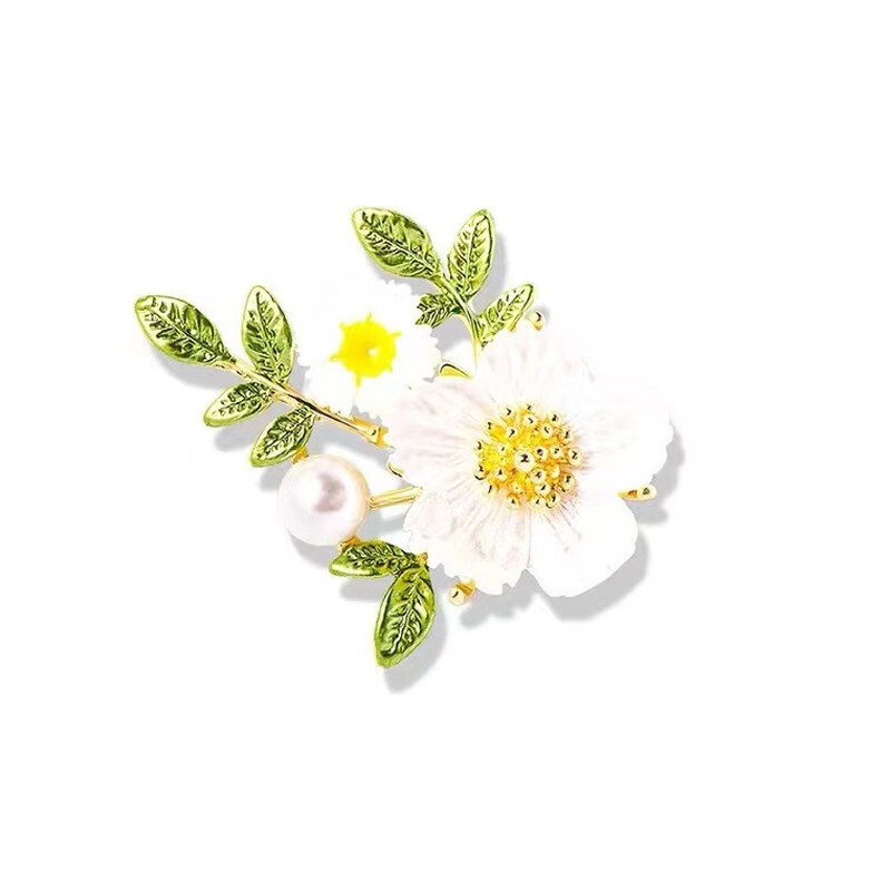MIEG新款小雛菊高檔百搭胸花別針森系可愛配飾花朵仿貝殼日系配飾 小雛菊白貝胸針