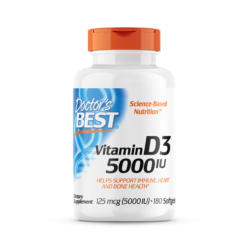 Doctor's best多特倍斯金达威维生素D3软胶囊5000iu强健骨骼助钙吸收美国进口 【阳光VD】5000iu 180粒