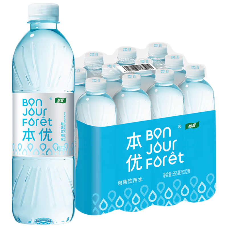 怡宝本优天然包装饮用水555ml*12瓶 量贩装
