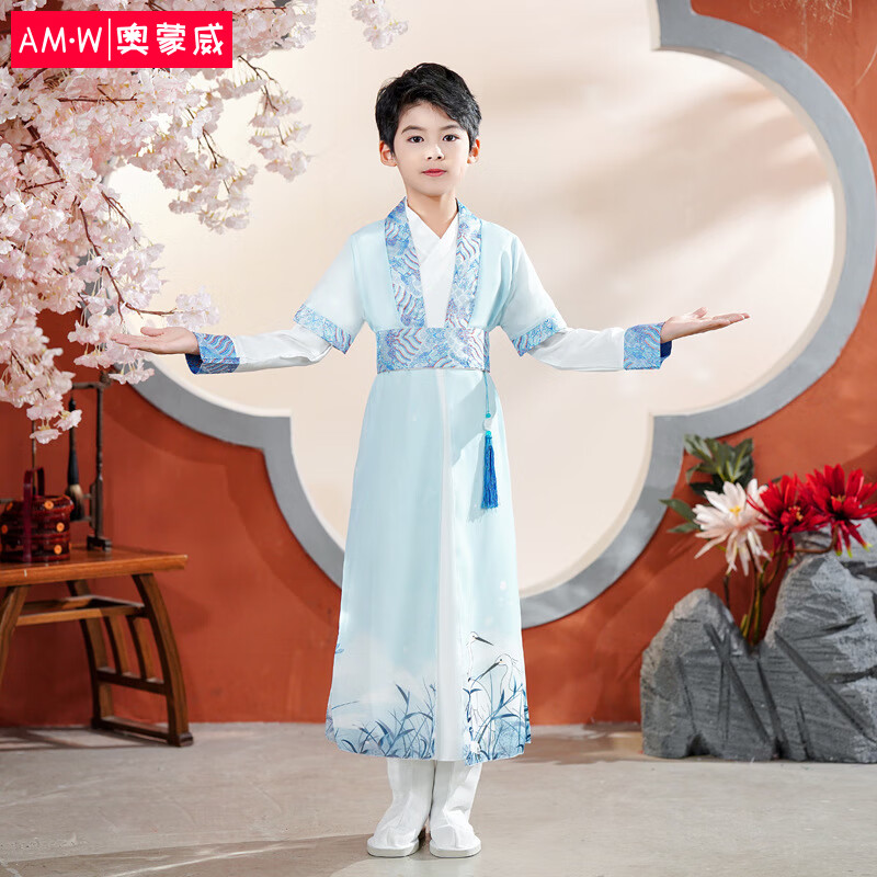 奥蒙威儿童汉服男女童国学服小孩唐装春秋古装国风书童演出服Q22蓝色130使用感如何?