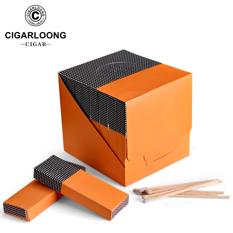 茄龙 (cigarloong)雪茄火柴93mm加长无磷火柴白桦木便携火柴礼盒包装
