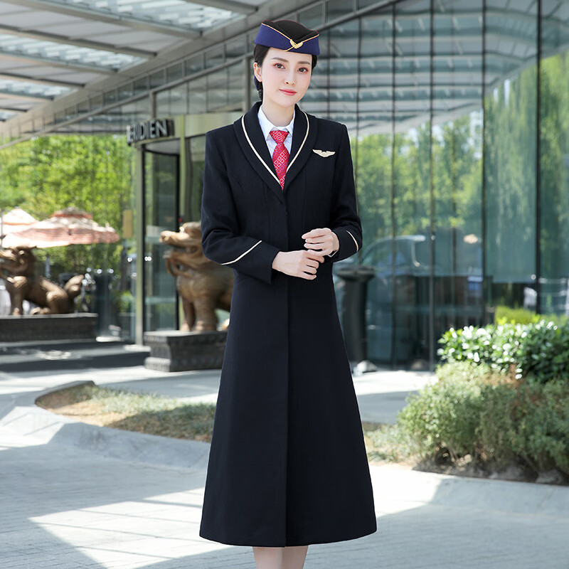 航空空姐制服南航空姐大衣冬长款制服修身过膝空姐制服大衣毛呢子外套