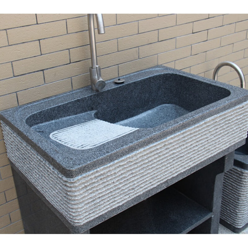 优礼福大理石洗衣池阳台家用石头花岗岩带搓板整石户外一体水槽洗衣台