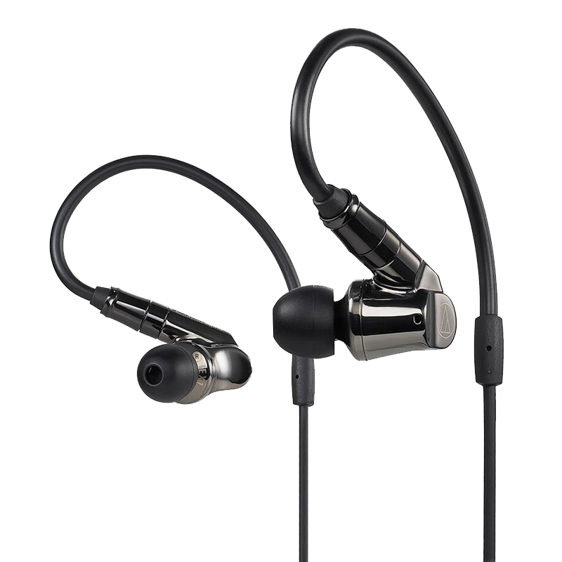 audio-technica 铁三角 ATH-IEX1 入耳式挂耳式圈铁有线耳机 黑色 3.5mm