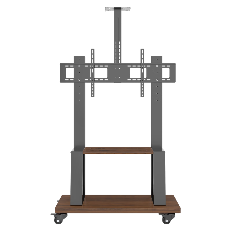 支尔成 电视挂架可移动推车落地架旋转升降一体成型稳固耐用可调节平板曲面电视落地通用支架 胡桃色【40-80英寸】双托盘置物架