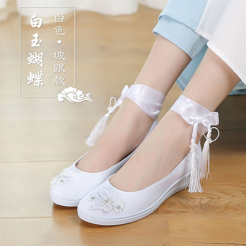 高跟鞋古风配汉服鞋汉服鞋子女古风百搭小白鞋搭配古装中国风古代