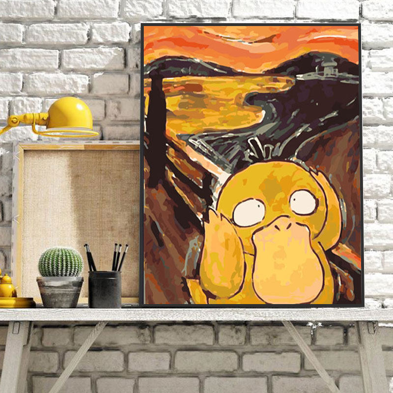 佳彩天颜 diy名画数字油画呐喊胖蒙娜丽莎cos模仿恶搞画可达鸭填色