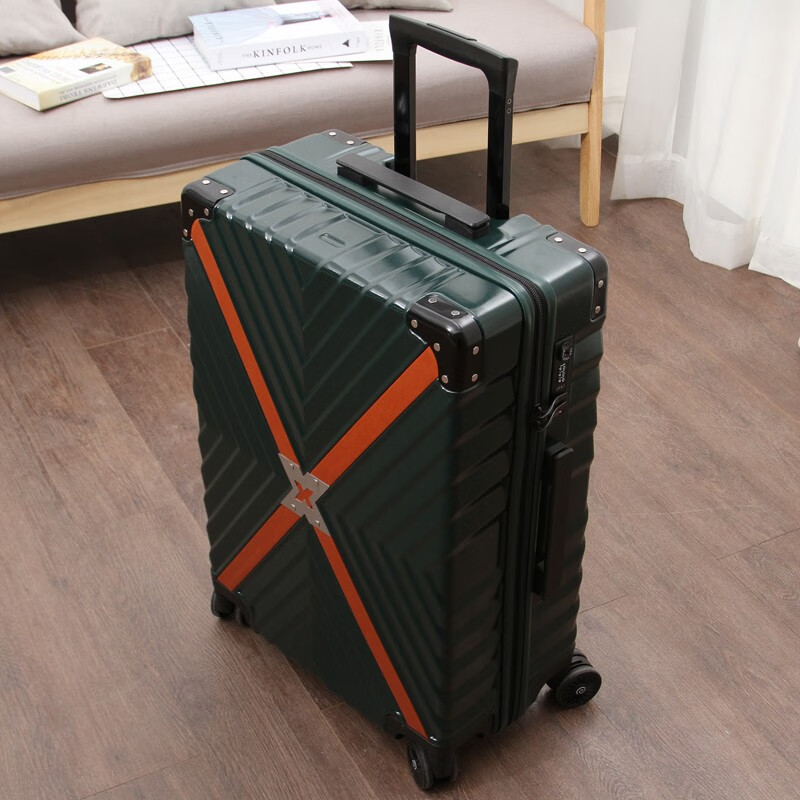出差登机箱20英寸行李箱密码锁万向轮旅游皮箱墨绿色防刮拉链24英寸