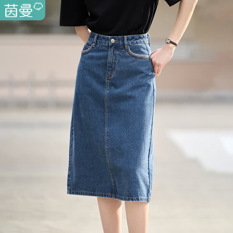 茵曼秋冬文艺休闲显瘦樱桃设计感高腰A字短牛仔裙半身裙女百搭18236|238 牛仔蓝 S 怎么样,好用不?