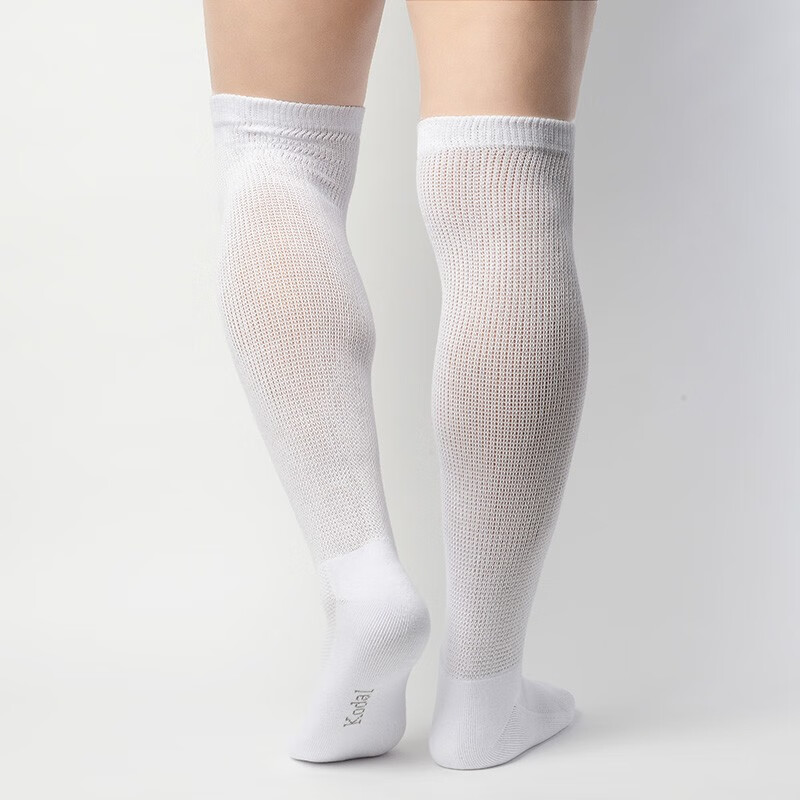 可代尔秋冬保暖宽松口袜加肥加大毛巾底糖尿病足防护袜过膝不勒男棉袜子 黑色 1双