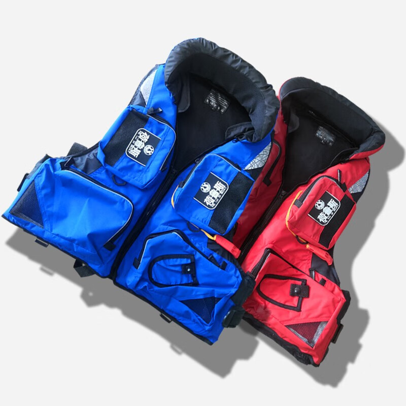 钓鱼服冲锋舟橡皮艇船用游泳衣救生服 蓝色荷鲁斯救生衣【加厚款】